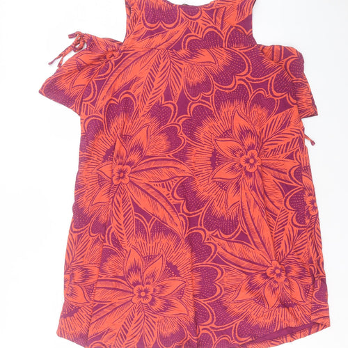 TU Womens Multicoloured Floral Cotton A-Line Size 14 Crew Neck Pullover - Cold Shoulder