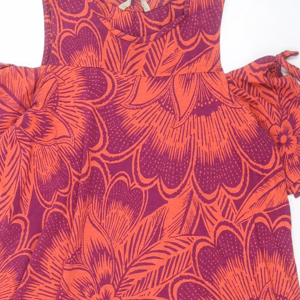 TU Womens Multicoloured Floral Cotton A-Line Size 14 Crew Neck Pullover - Cold Shoulder