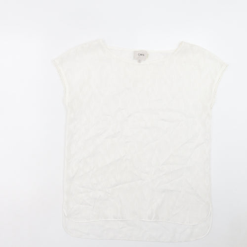 Charli Womens White Argyle/Diamond Polyester Basic T-Shirt Size 8 Boat Neck