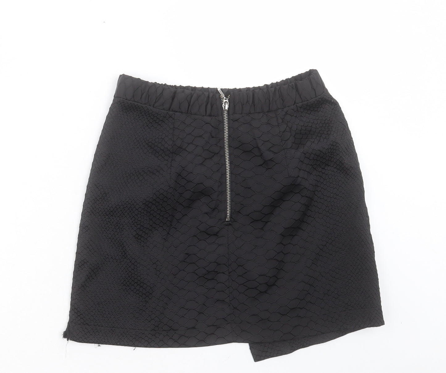 Topshop Womens Black Polyester A-Line Skirt Size 10 Zip