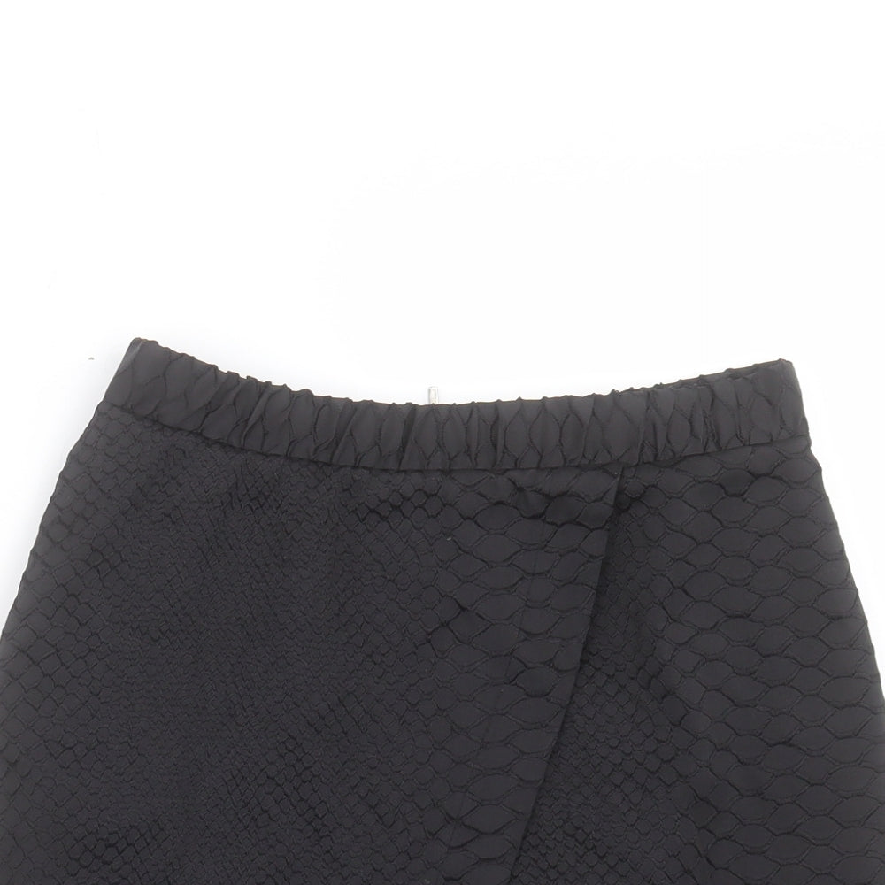 Topshop Womens Black Polyester A-Line Skirt Size 10 Zip