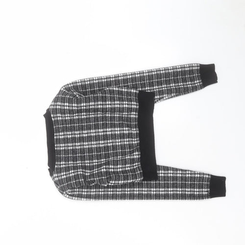 Primark Womens Black Crew Neck Plaid Acrylic Pullover Jumper Size XS - Size 6-8