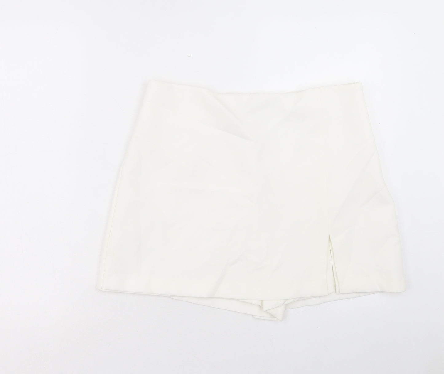 Zara Womens White Polyester Boyfriend Shorts Size XL L3 in Regular Zip