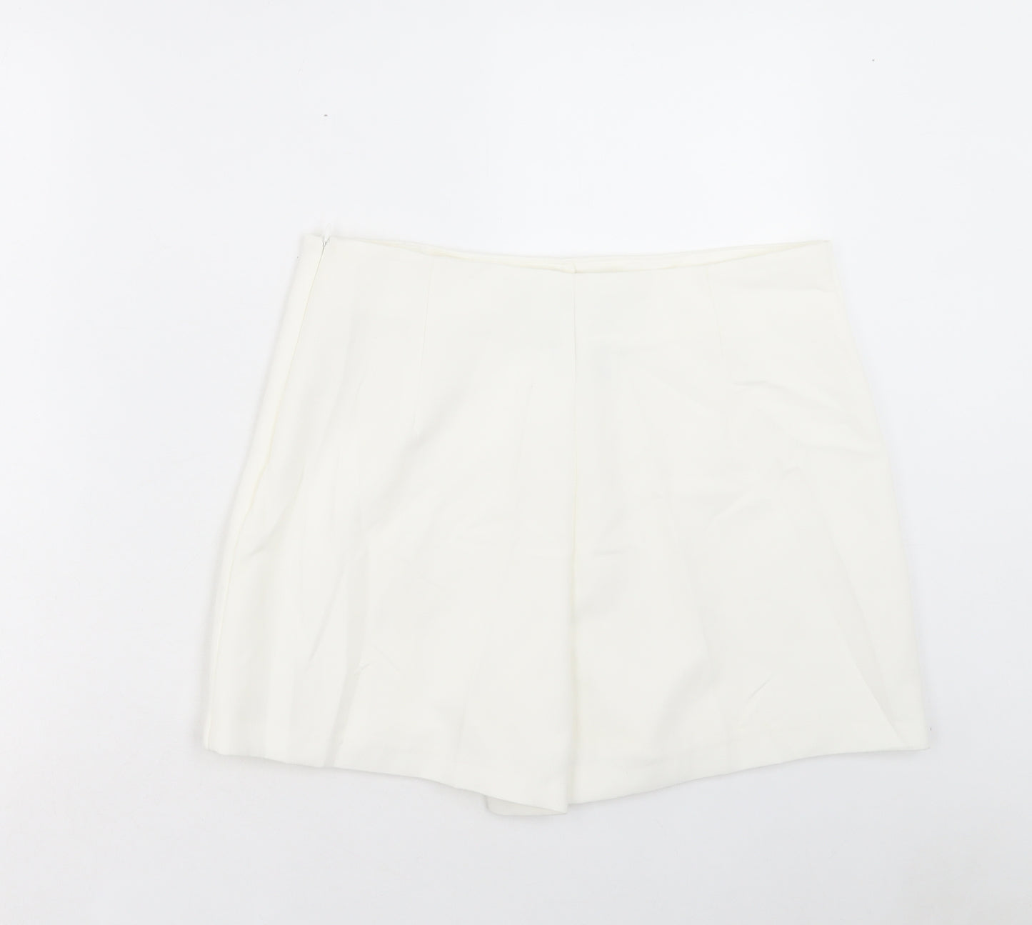Zara Womens White Polyester Boyfriend Shorts Size XL L3 in Regular Zip