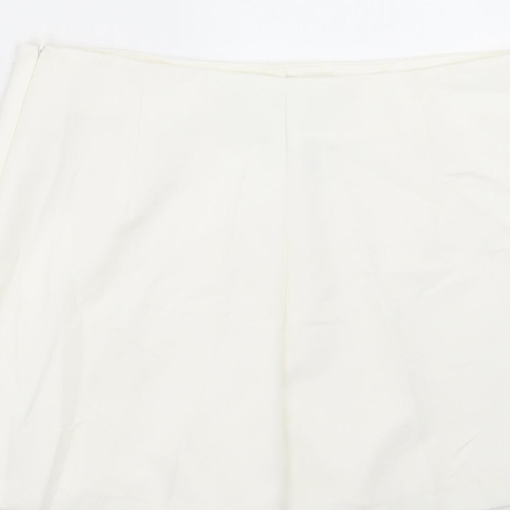 Zara Womens White Polyester Boyfriend Shorts Size XL L3 in Regular Zip