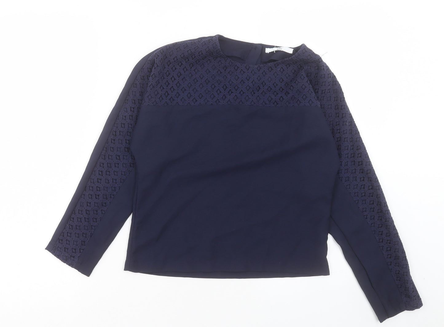 Marks and Spencer Girls Blue Polyester Basic Casual Size 11-12 Years Crew Neck Button