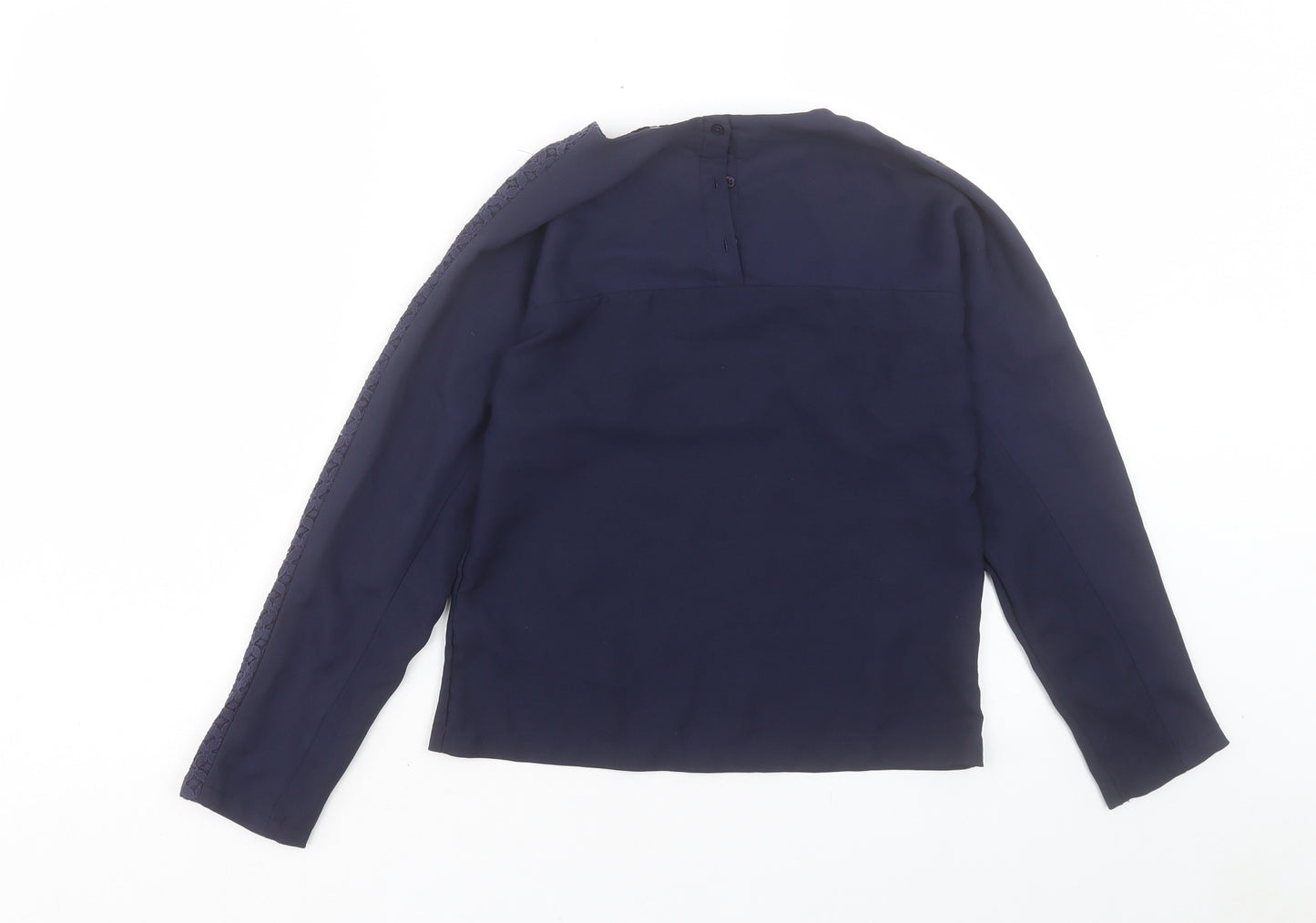 Marks and Spencer Girls Blue Polyester Basic Casual Size 11-12 Years Crew Neck Button