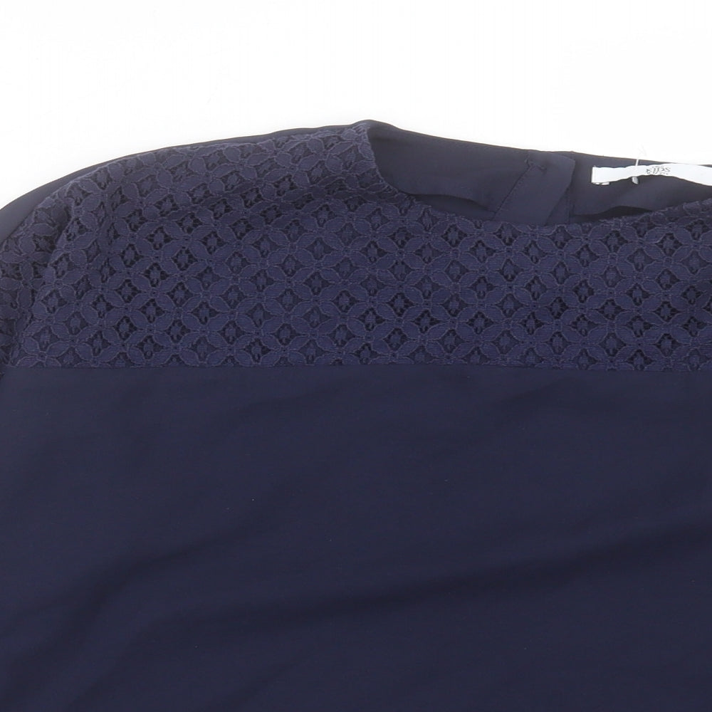Marks and Spencer Girls Blue Polyester Basic Casual Size 11-12 Years Crew Neck Button