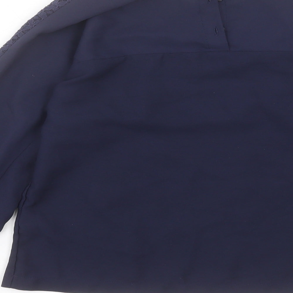 Marks and Spencer Girls Blue Polyester Basic Casual Size 11-12 Years Crew Neck Button