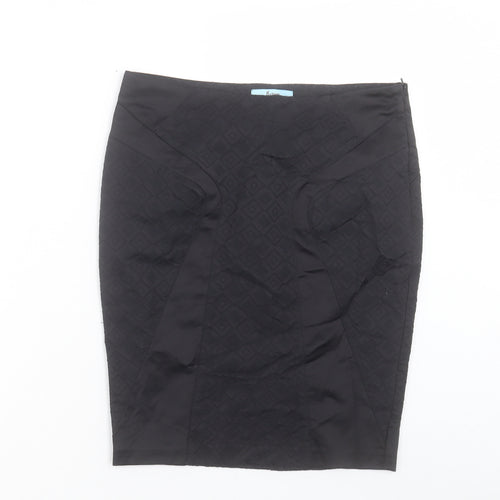 marcano Womens Black Cotton Straight & Pencil Skirt Size S Zip