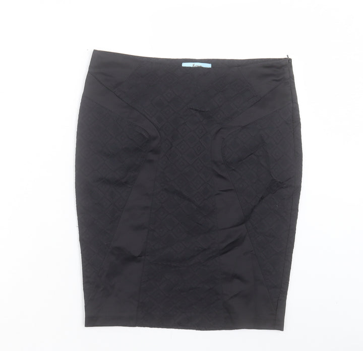 marcano Womens Black Cotton Straight & Pencil Skirt Size S Zip