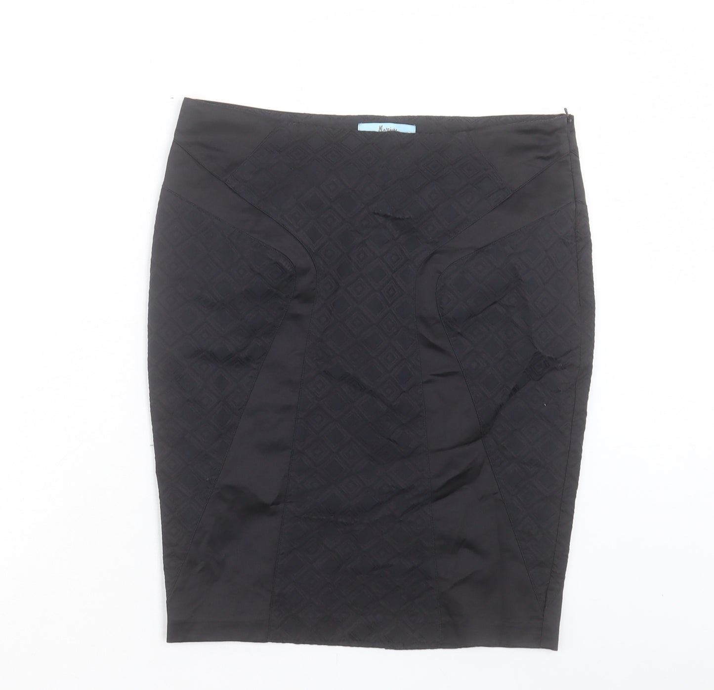 marcano Womens Black Cotton Straight & Pencil Skirt Size S Zip