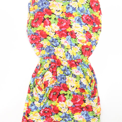 Miss Harvey Womens Multicoloured Floral Viscose A-Line Size 10 Crew Neck Pullover