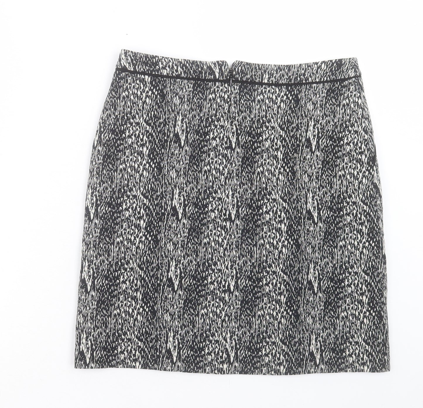 Wallis Womens Black Geometric Cotton A-Line Skirt Size 8 Zip