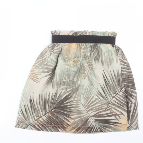 H&M Womens Green Geometric Polyester A-Line Skirt Size 6