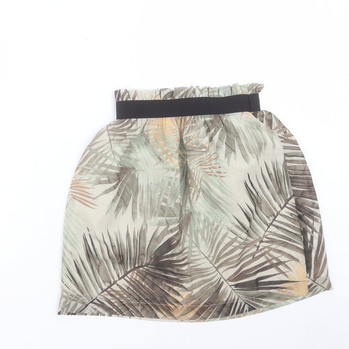 H&M Womens Green Geometric Polyester A-Line Skirt Size 6