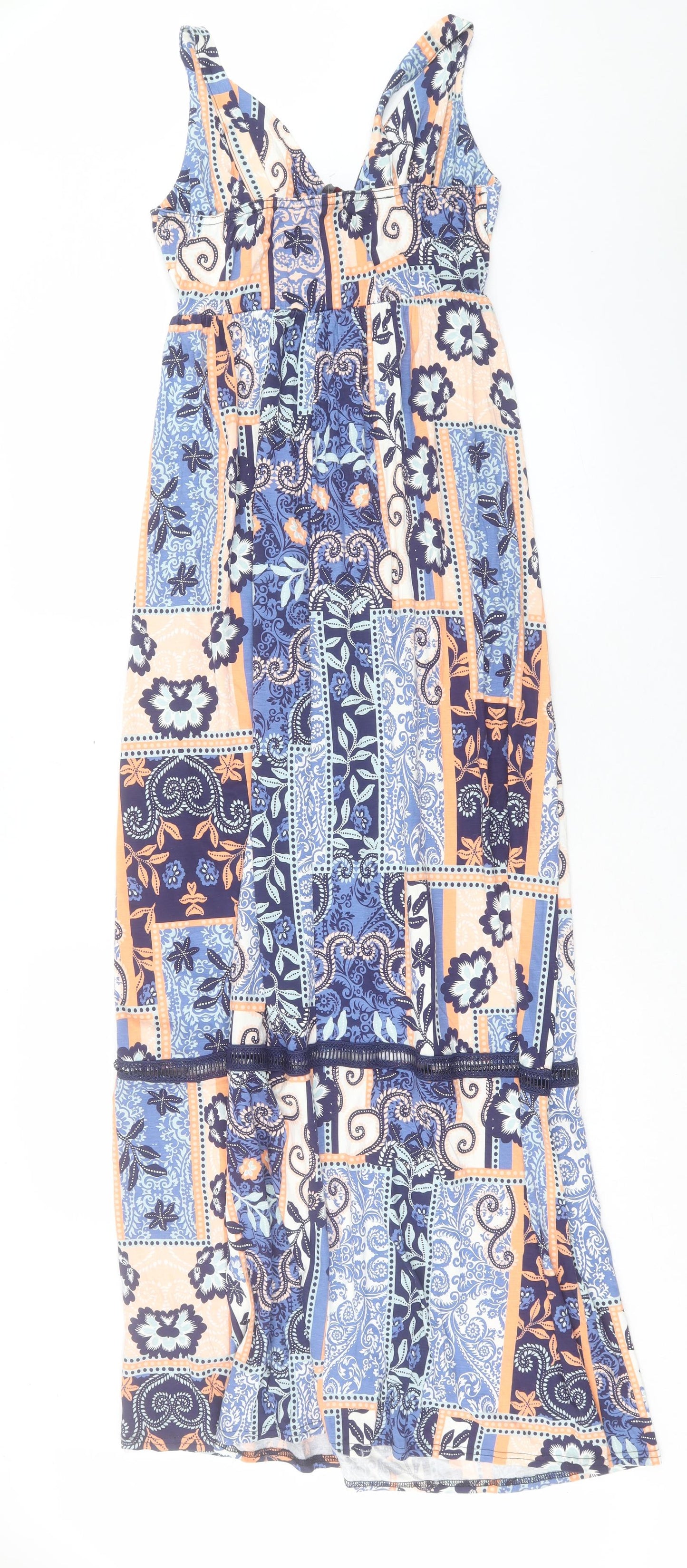 Yours Womens Multicoloured Geometric Viscose A-Line Size 14 V-Neck Pullover