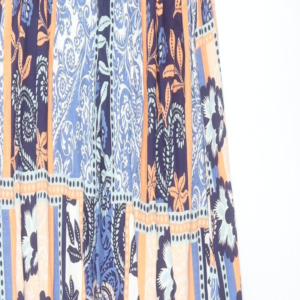 Yours Womens Multicoloured Geometric Viscose A-Line Size 14 V-Neck Pullover