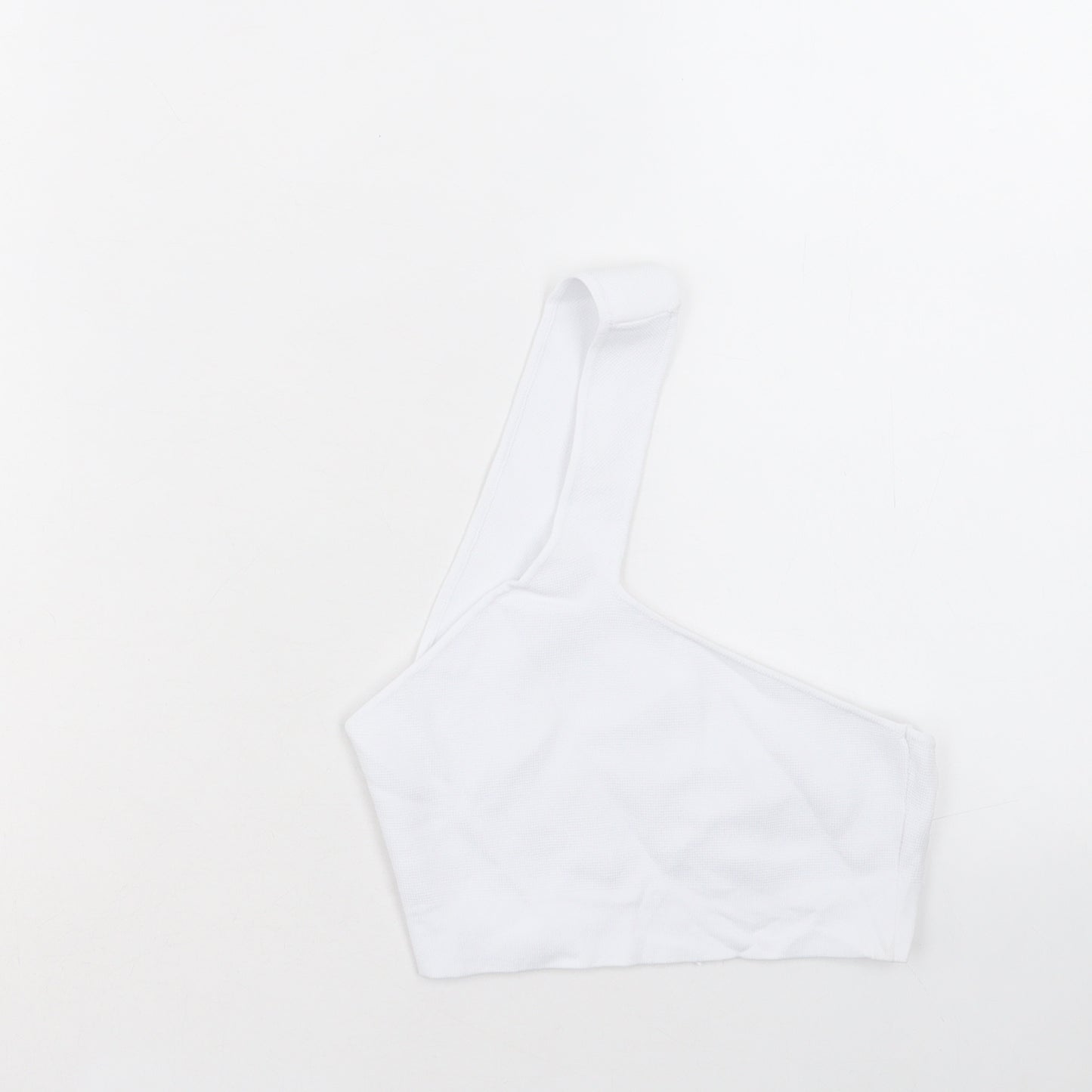 Zara Womens White Viscose Cropped Tank Size S One Shoulder