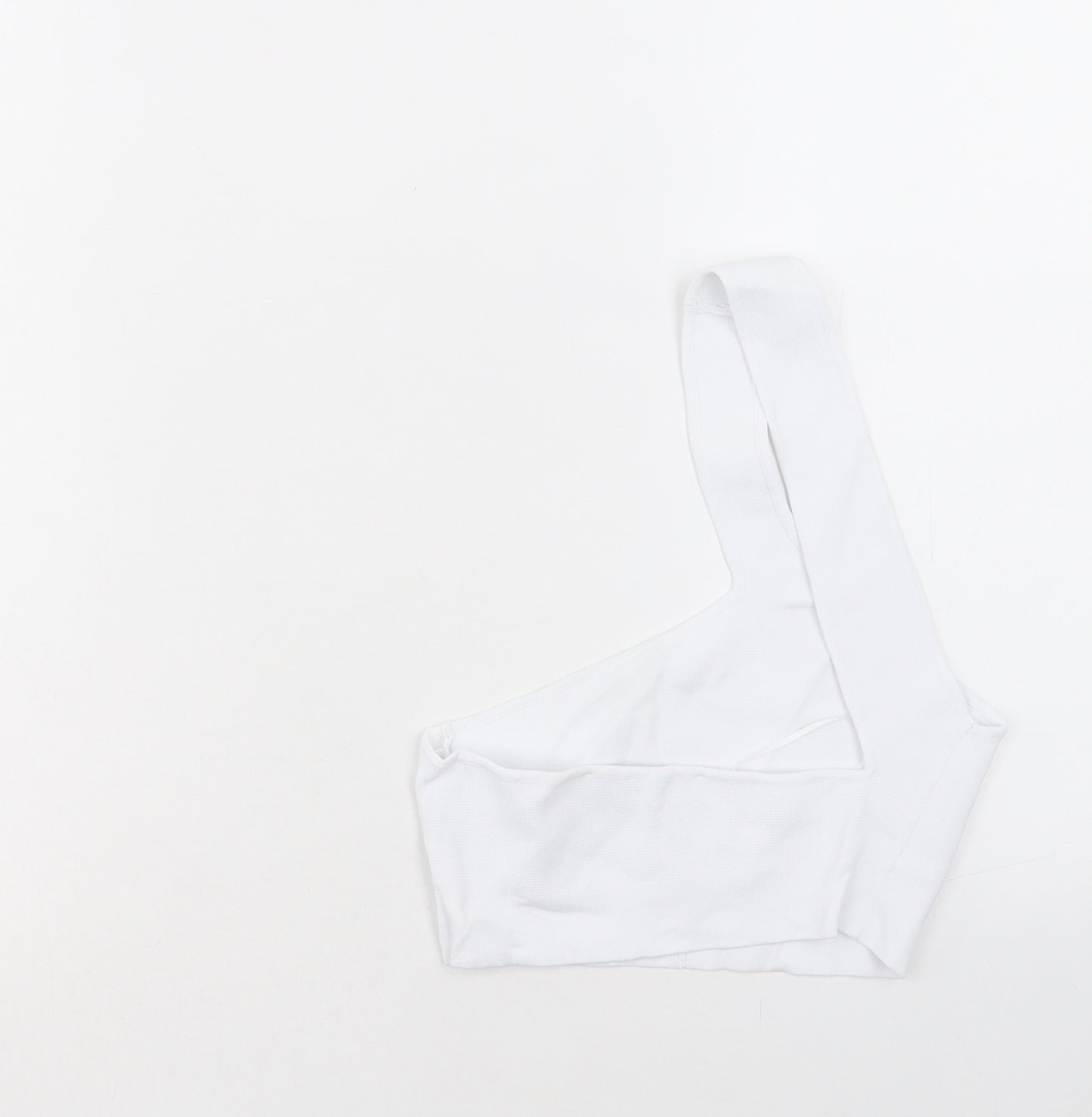 Zara Womens White Viscose Cropped Tank Size S One Shoulder