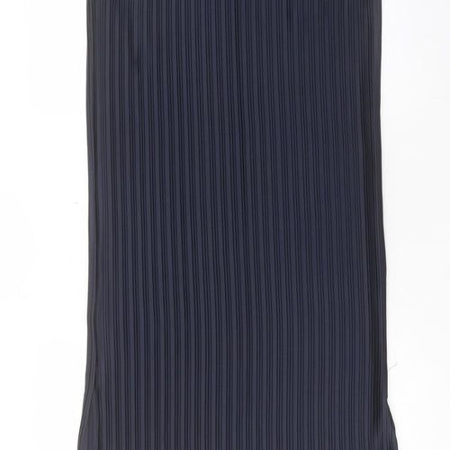 Marks and Spencer Womens Blue Polyester A-Line Size 12 Crew Neck Button