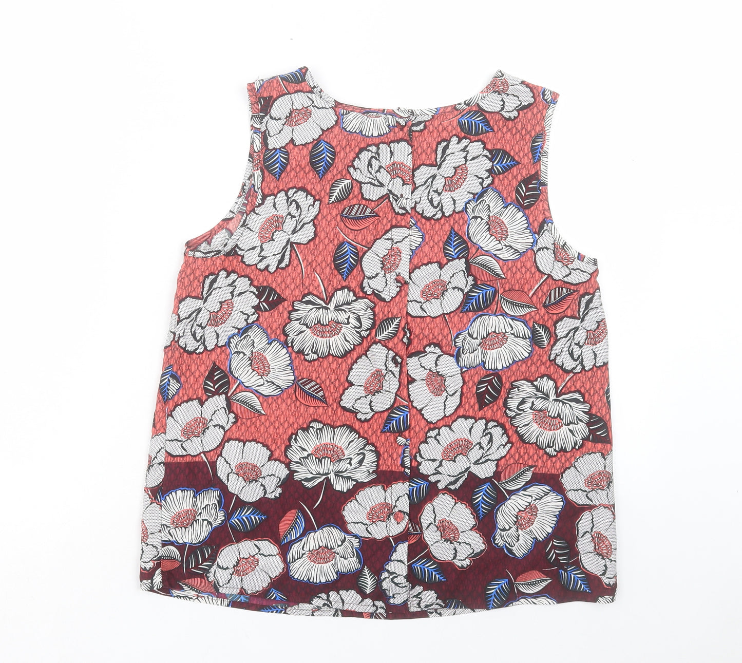 New Look Womens Pink Floral Polyester Basic Tank Size 10 Boat Neck