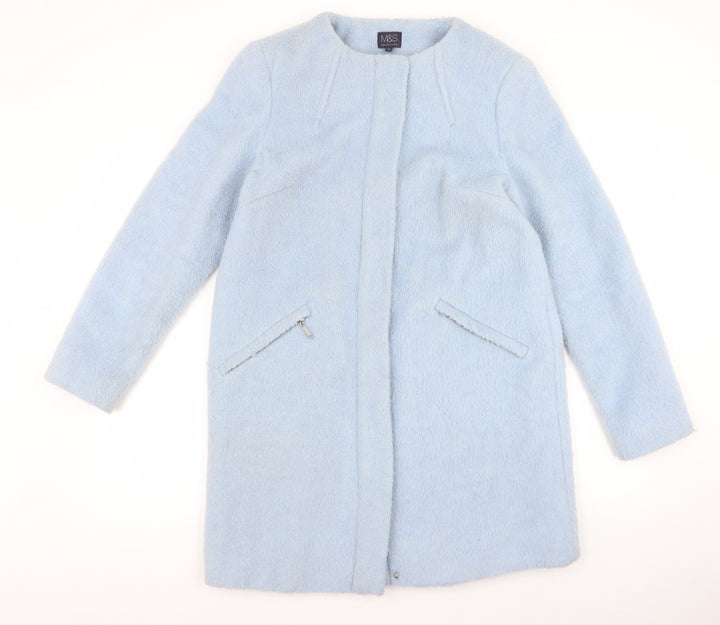 Marks and Spencer Womens Blue Overcoat Coat Size 12 Zip