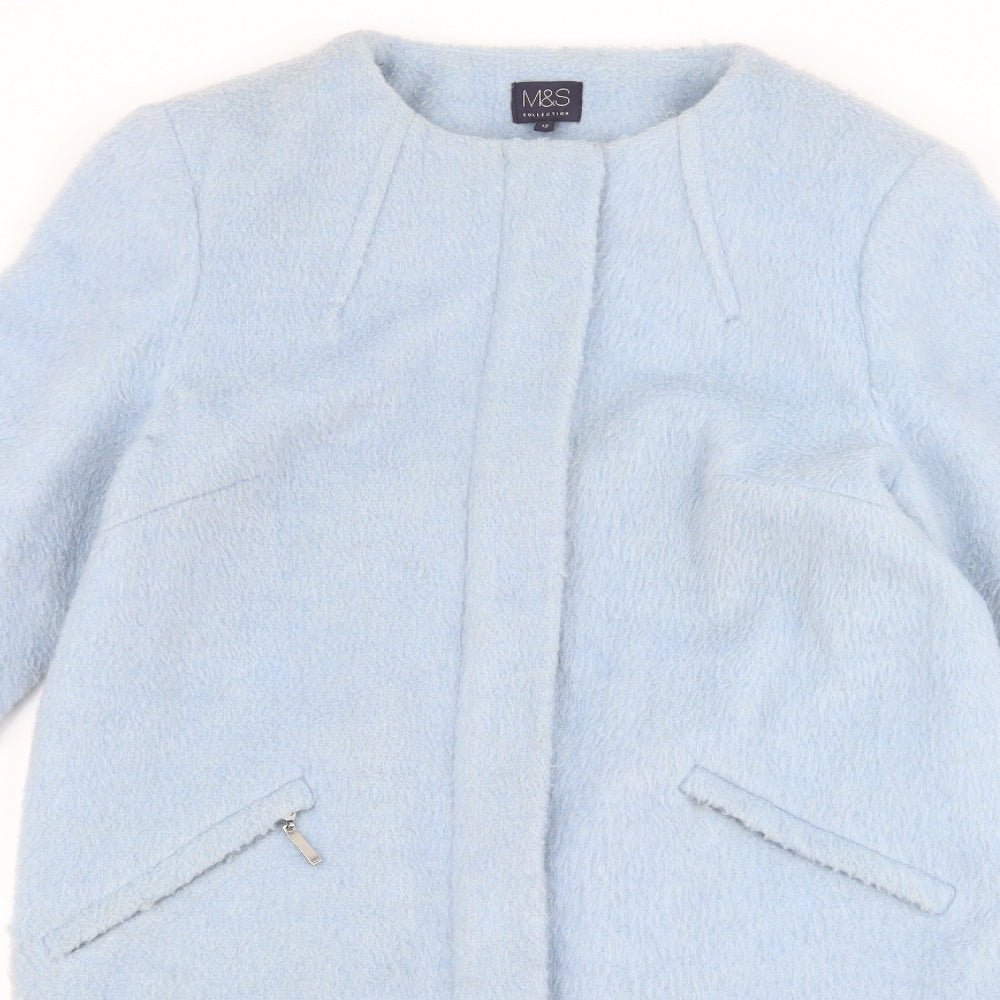 Marks and Spencer Womens Blue Overcoat Coat Size 12 Zip