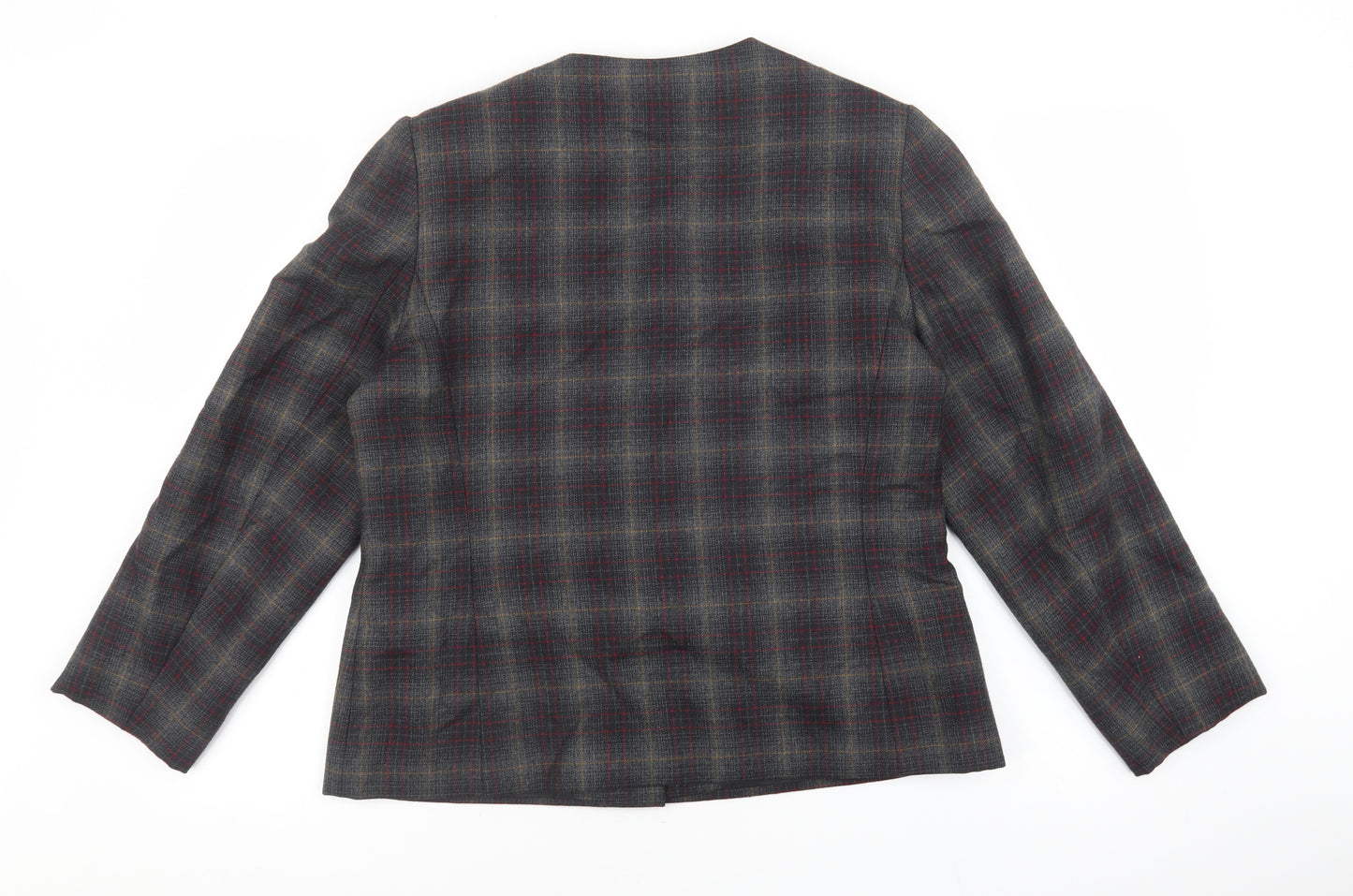 Holmewood Womens Grey Plaid Jacket Blazer Size 16 Button - Scoop neck