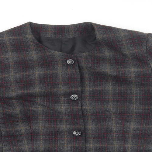 Holmewood Womens Grey Plaid Jacket Blazer Size 16 Button - Scoop neck