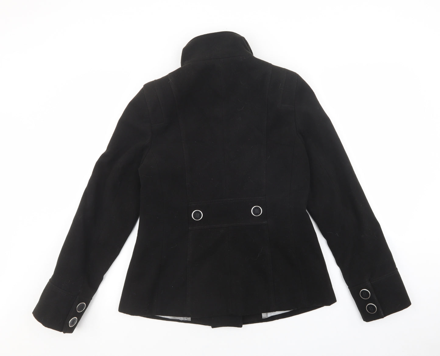 Debenhams Womens Black Pea Coat Coatigan Size 10 Button