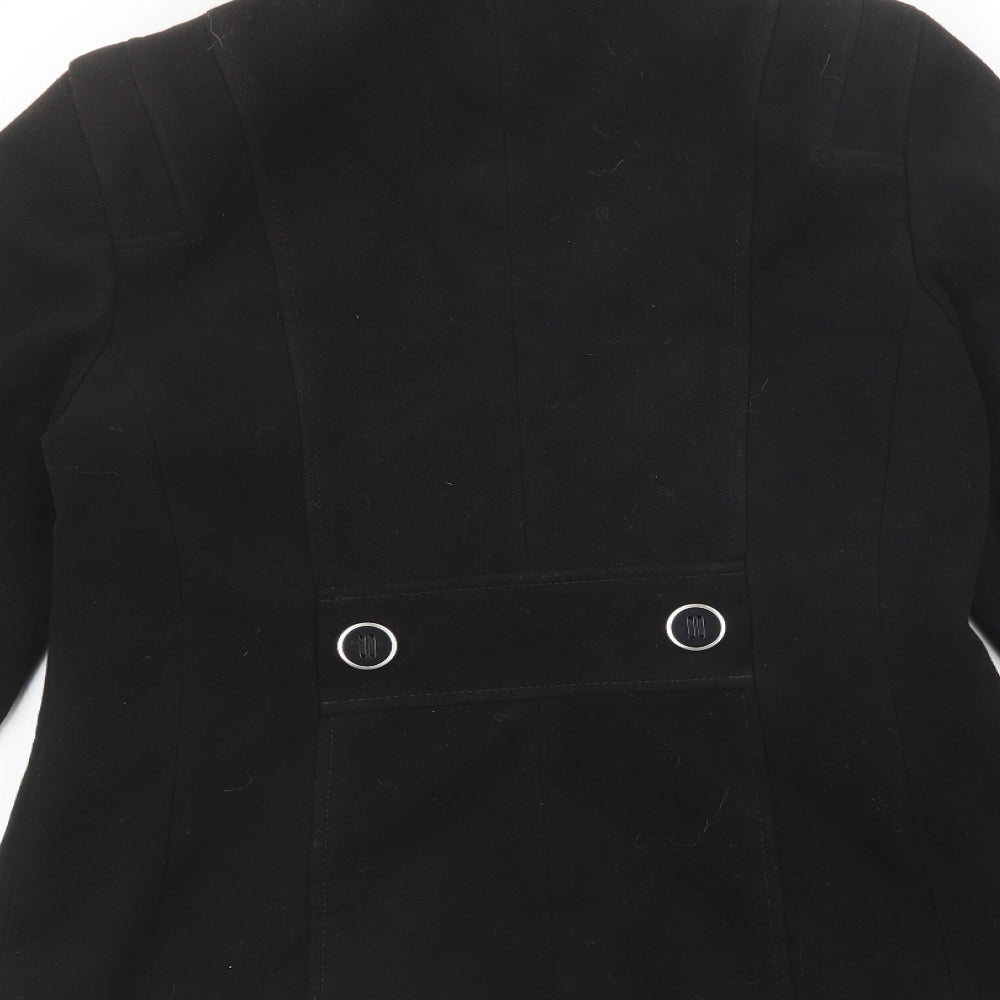 Debenhams Womens Black Pea Coat Coatigan Size 10 Button