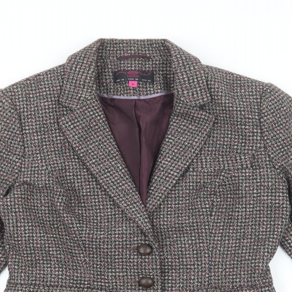 New Look Womens Multicoloured Plaid Jacket Blazer Size 10 Button - Pocket detail