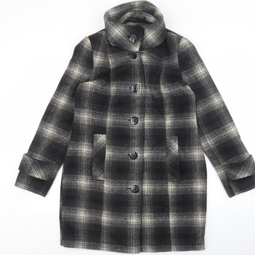 Debenhams Womens Multicoloured Plaid Trench Coat Coat Size 10 Button - Collared