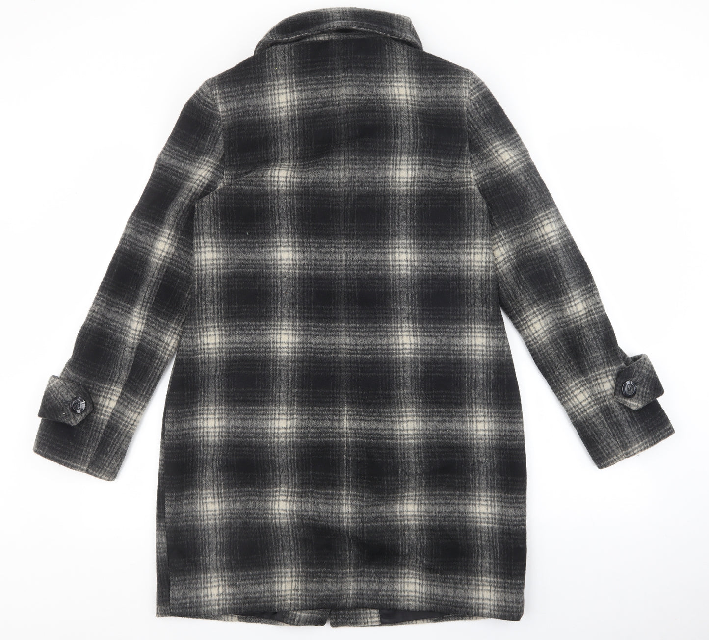 Debenhams Womens Multicoloured Plaid Trench Coat Coat Size 10 Button - Collared