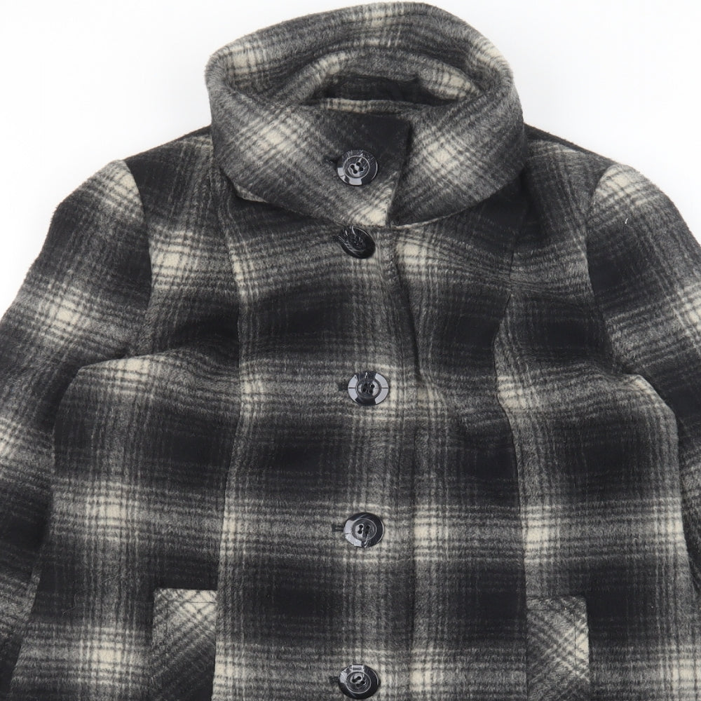 Debenhams Womens Multicoloured Plaid Trench Coat Coat Size 10 Button - Collared