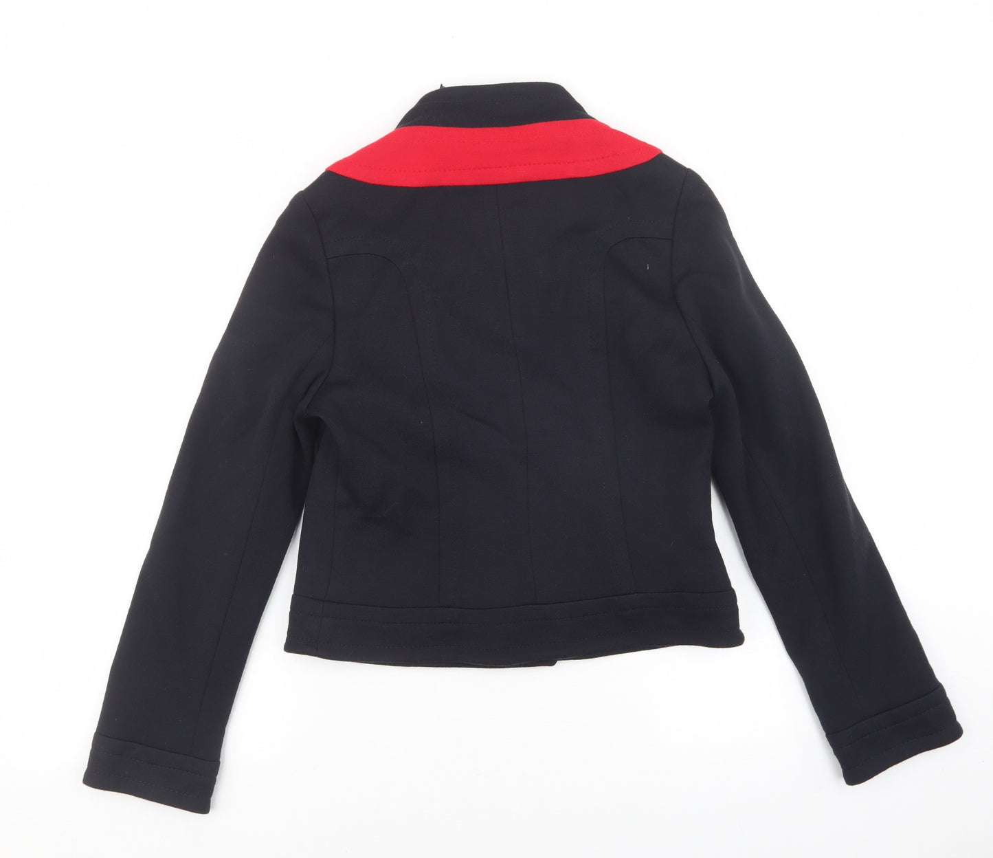 NEXT Womens Blue Acrylic Jacket Blazer Size 8 - Red collar detail