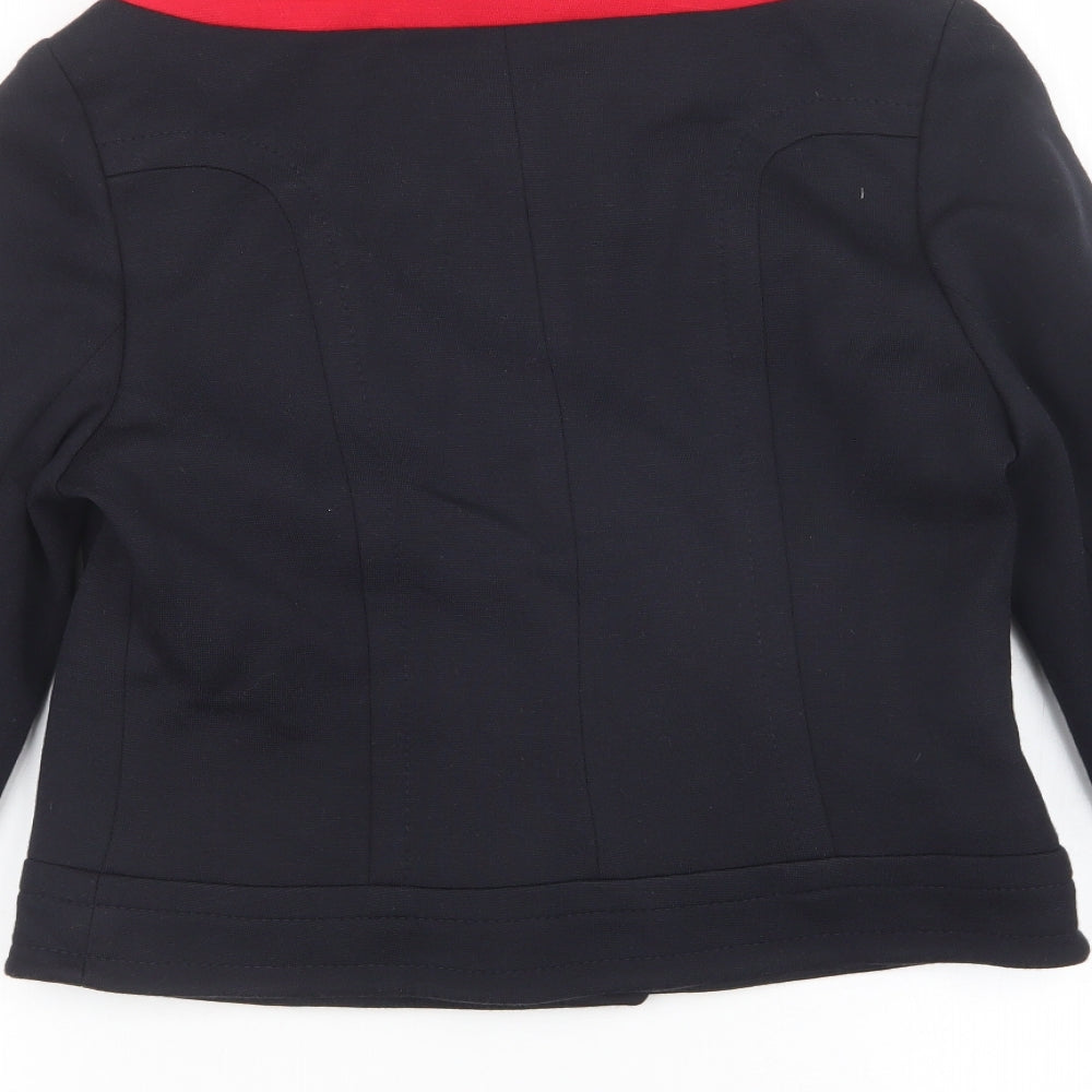 NEXT Womens Blue Acrylic Jacket Blazer Size 8 - Red collar detail