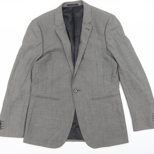 OneSix5ive Mens Grey Plaid Polyester Jacket Blazer Size 38 - Pocket detail