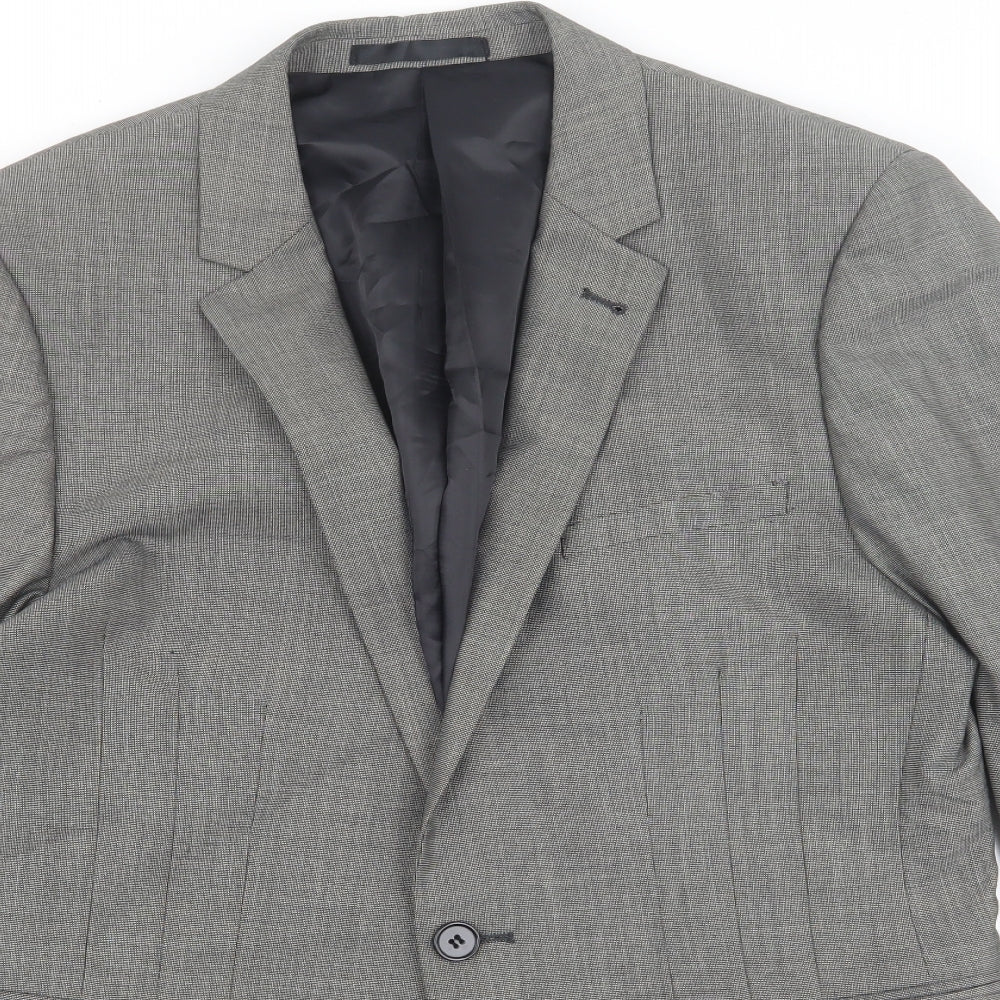 OneSix5ive Mens Grey Plaid Polyester Jacket Blazer Size 38 - Pocket detail