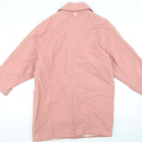 David Barry Womens Pink Pea Coat Coatigan Size 12 Toggle
