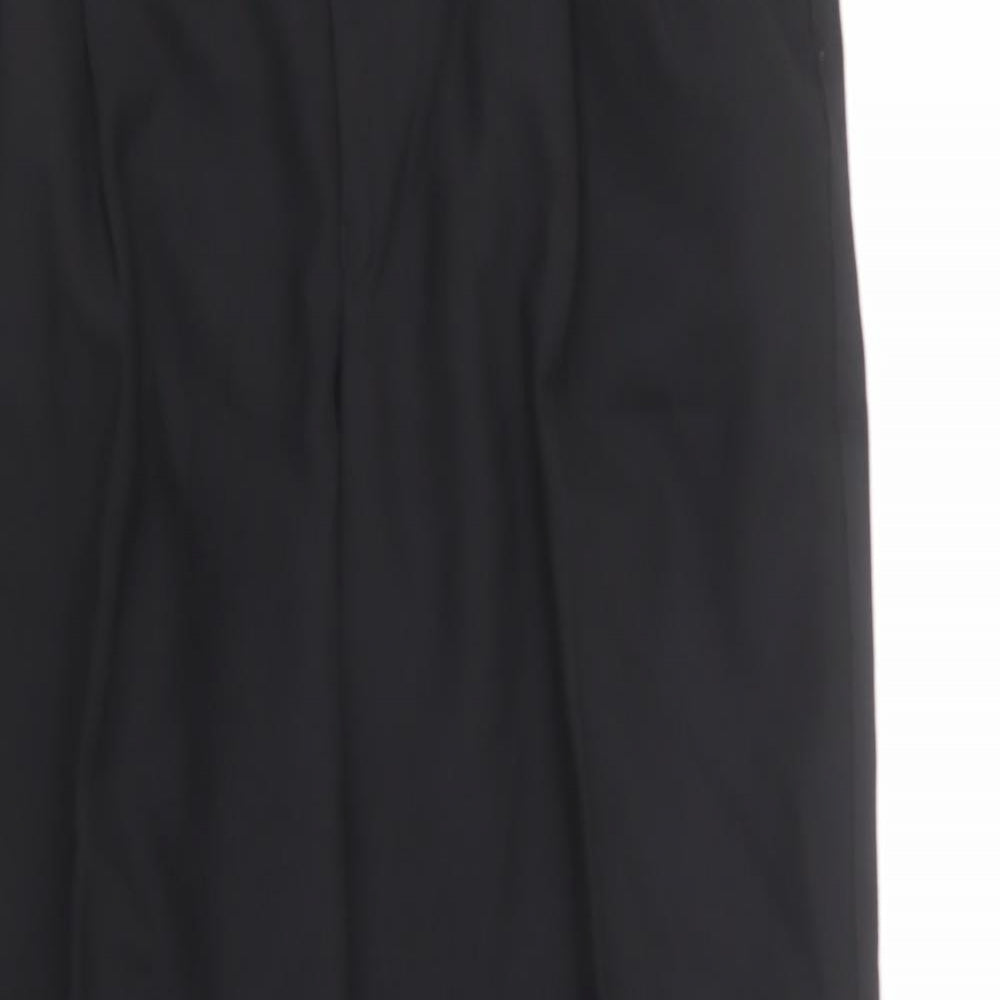 Canada Mens Black Polyester Suit Trousers Size 34 - Adjustable Waist, pockets