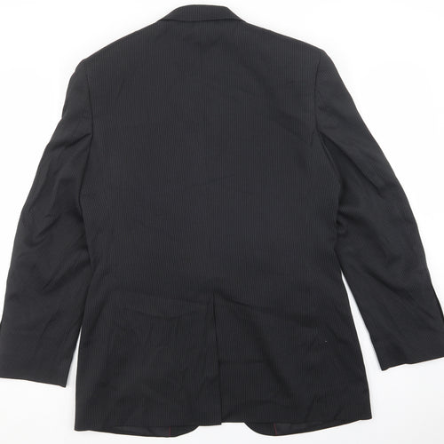 F&F Mens Black Striped Polyester Jacket Suit Jacket Size 38