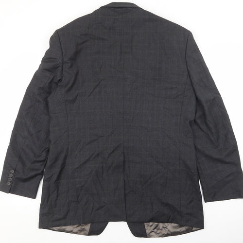 Marks and Spencer Mens Grey Plaid Wool Jacket Suit Jacket Size 42