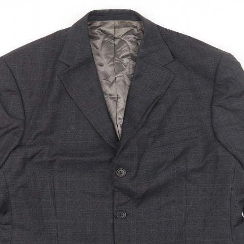 Marks and Spencer Mens Grey Plaid Wool Jacket Suit Jacket Size 42