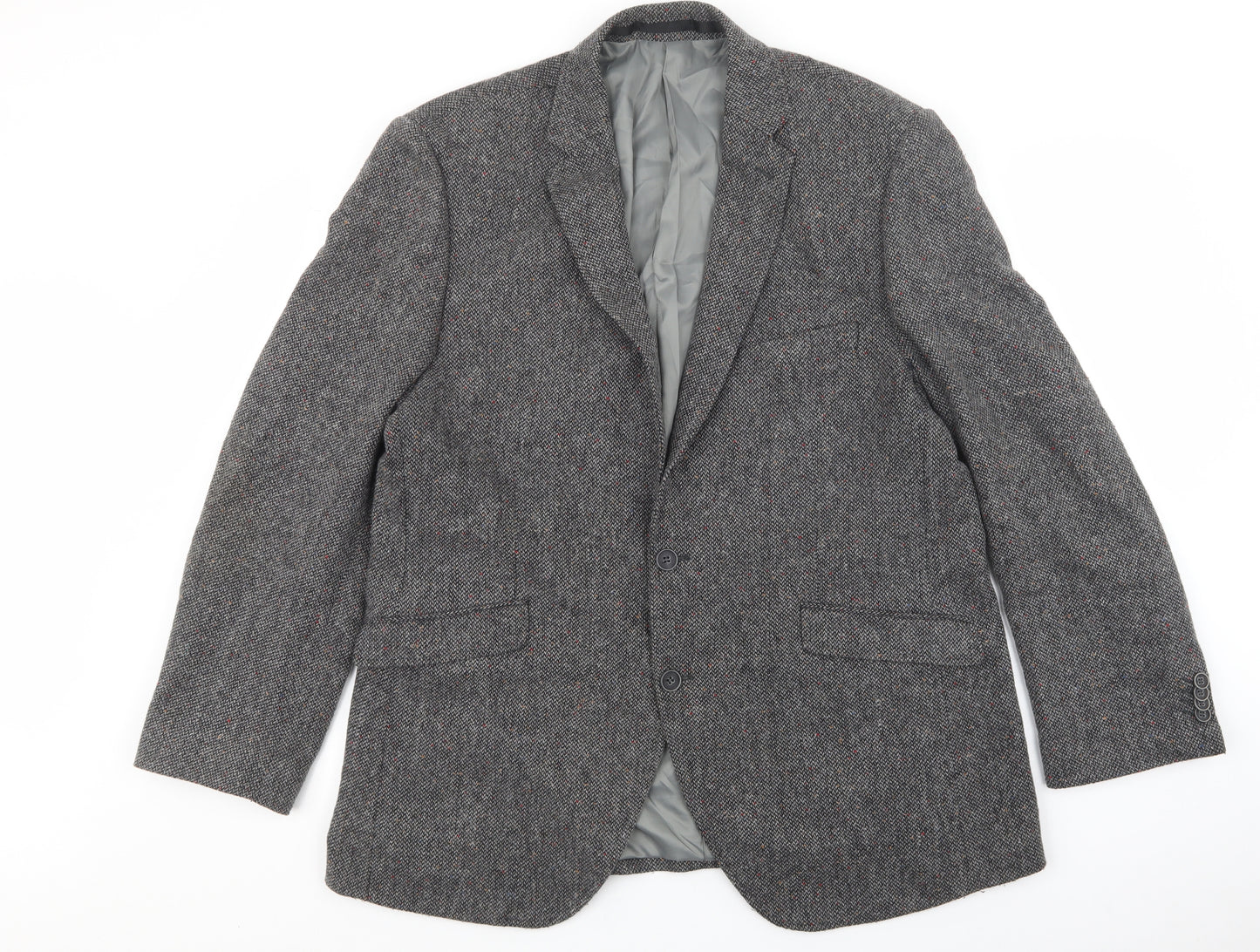 Brook Taverner Mens Grey Geometric Wool Jacket Blazer
