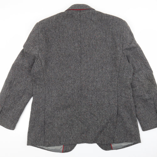 Brook Taverner Mens Grey Geometric Wool Jacket Blazer