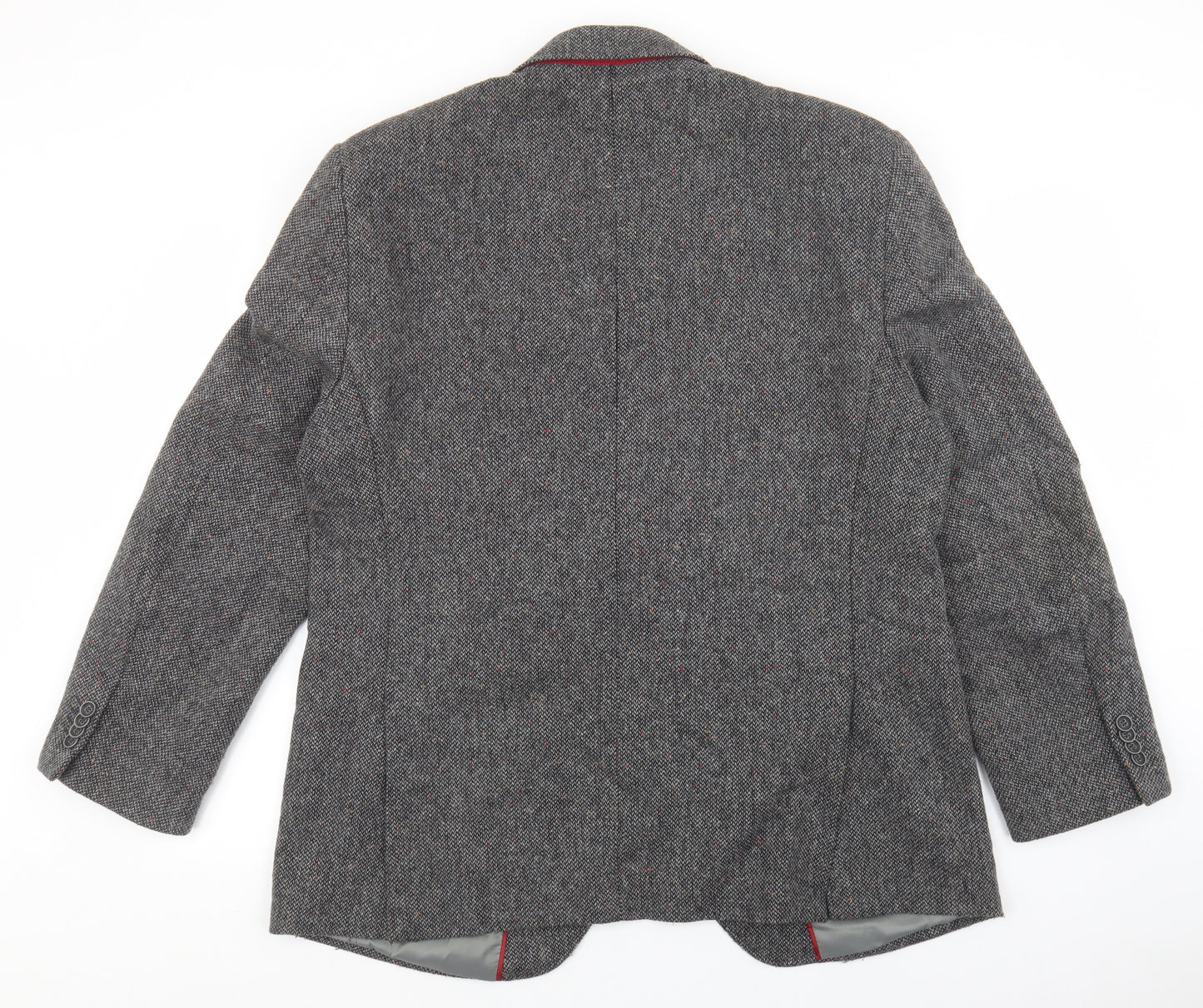 Brook Taverner Mens Grey Geometric Wool Jacket Blazer