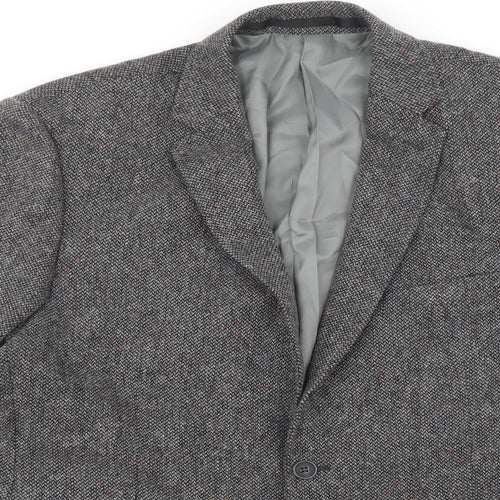 Brook Taverner Mens Grey Geometric Wool Jacket Blazer