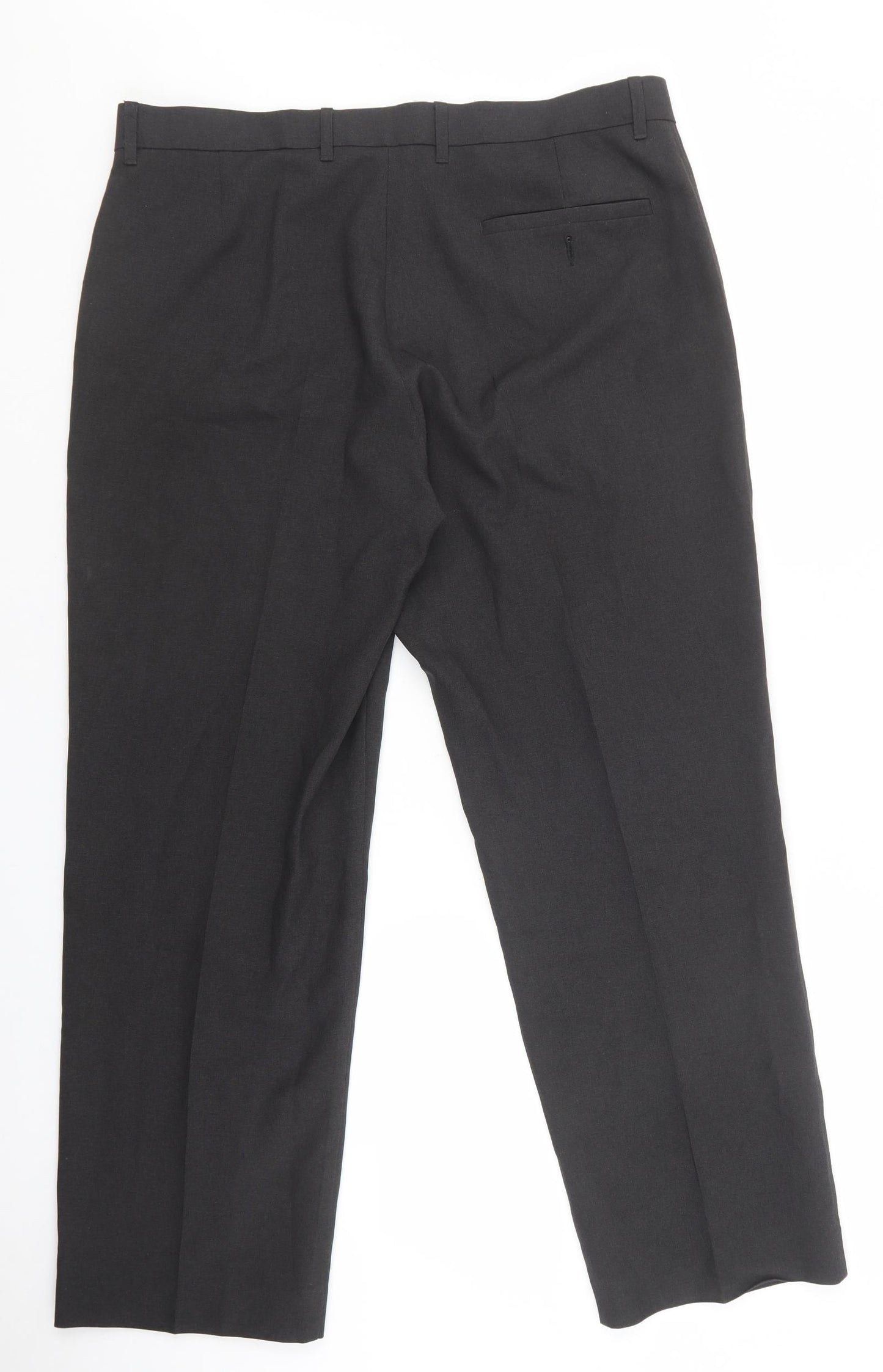 Marks and Spencer Mens Grey Polyester Trousers Size 36 L29 in Regular Zip